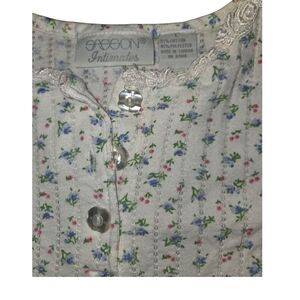 Vintage Sasson Intimates Dainty Blue and Green Floral Pajamas Large